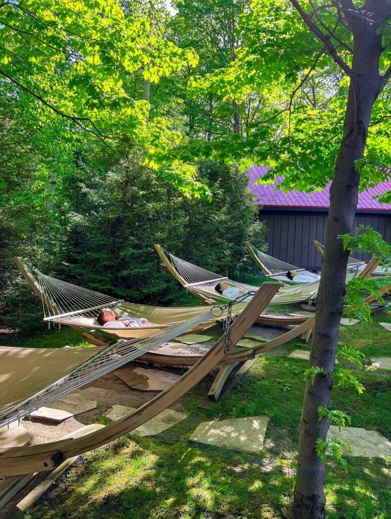 Scandinave Spa review: Hammocks for guests to relax